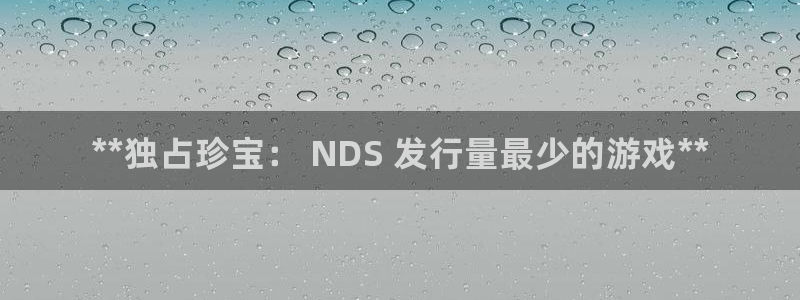 门徒娱乐创始人简介资料：**独占珍宝： NDS 发行量最少的游戏**